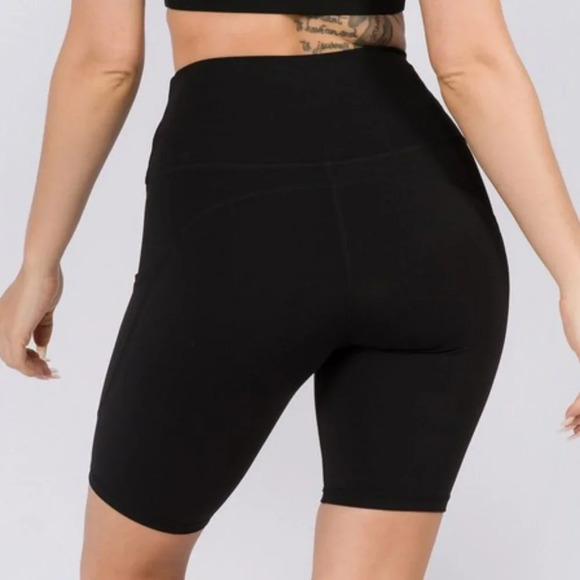 Buttery Soft Activewear Biker Shorts with Pockets 8'' Inseam Athletic Yoga - Picture 3 of 5
